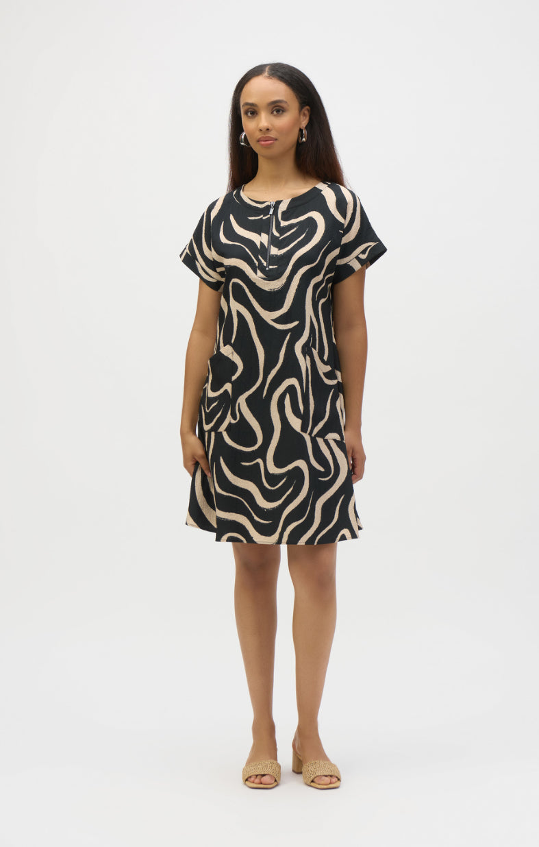 Joseph Ribkoff Seersucker Abstract Print A-Line Dress