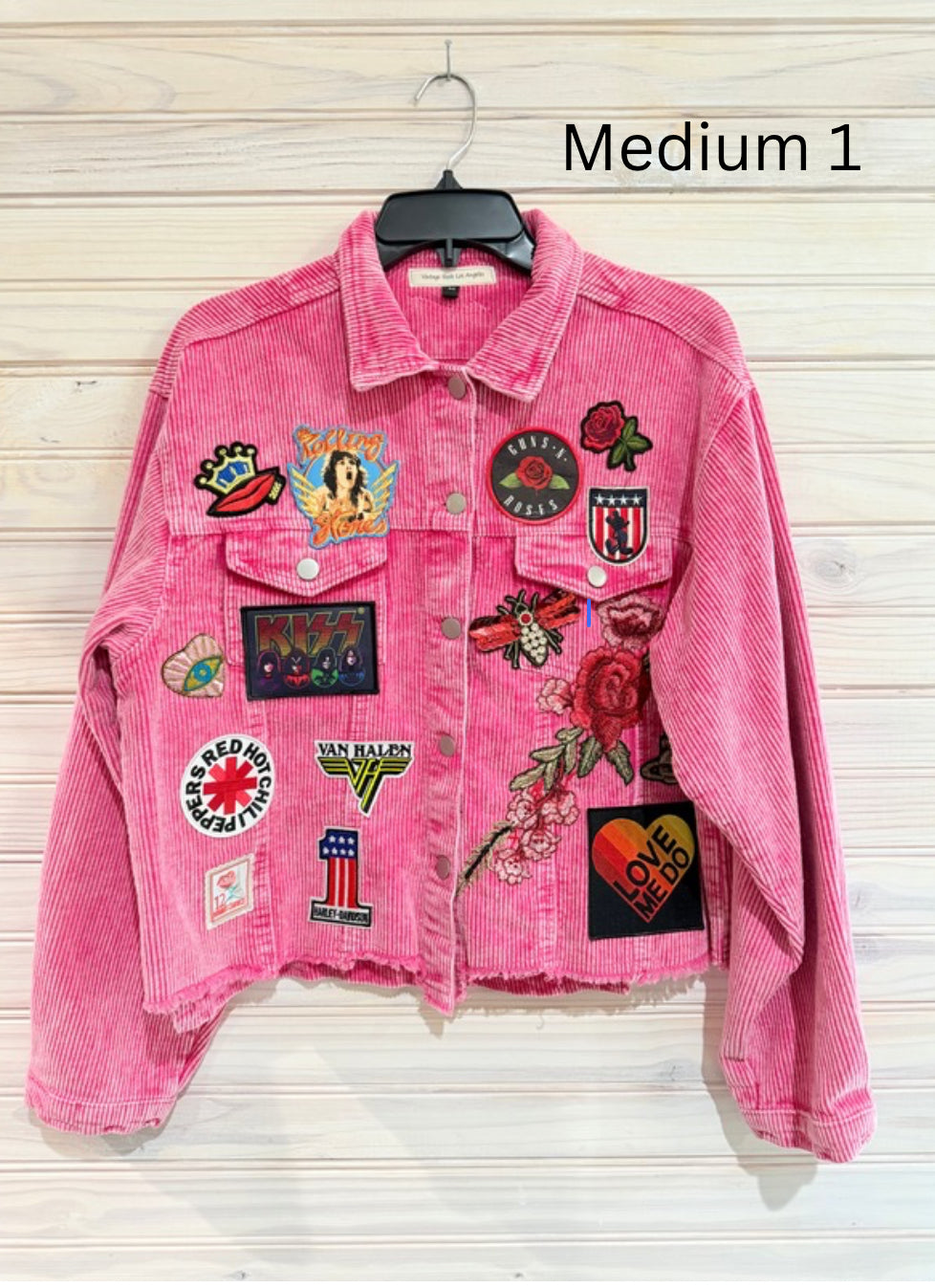 Pink Corduroy Distressed Rock Jacket