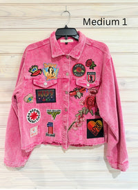 Pink Corduroy Distressed Rock Jacket
