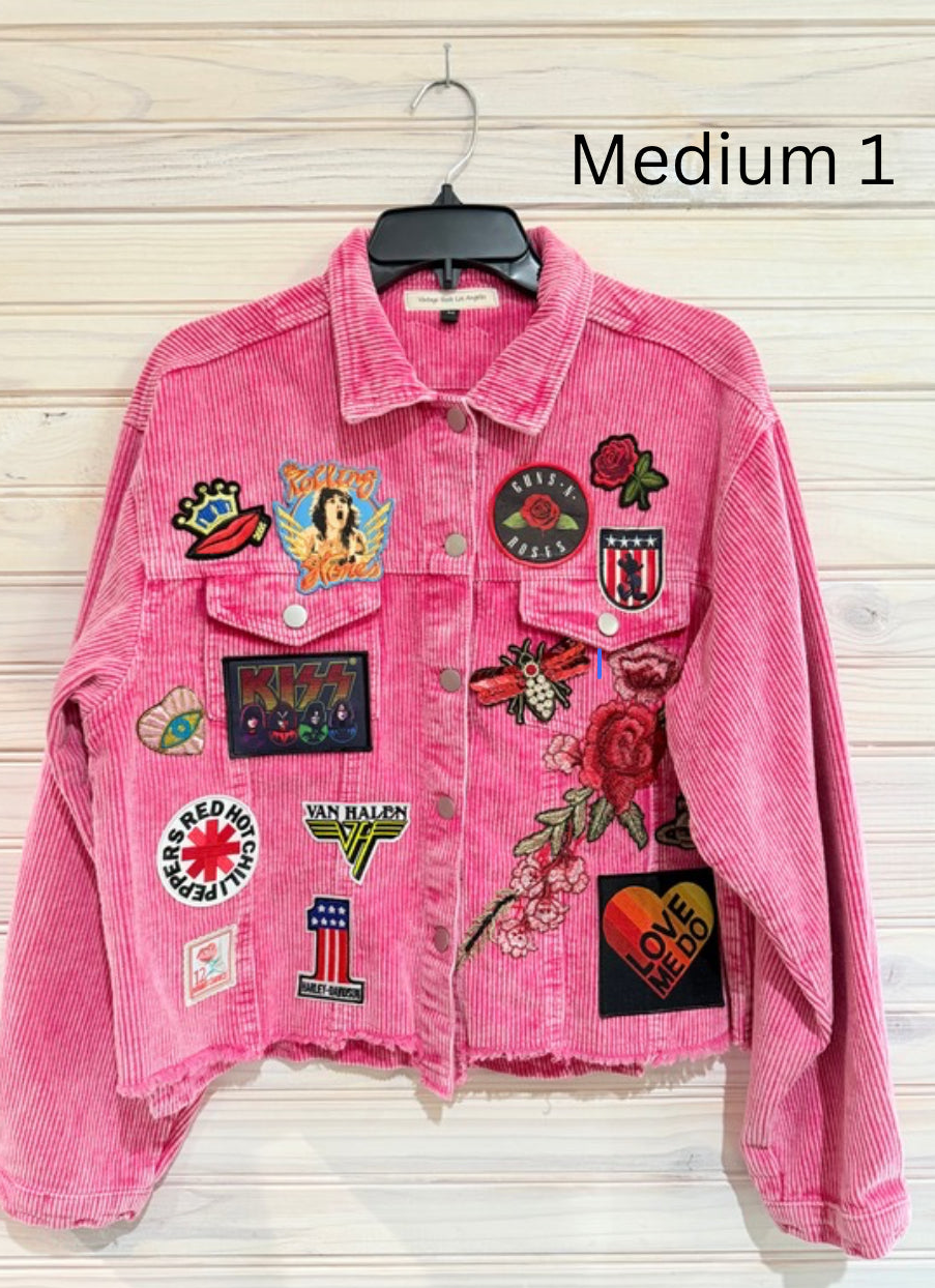Pink Corduroy Distressed Rock Jacket