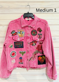 Pink Corduroy Distressed Rock Jacket