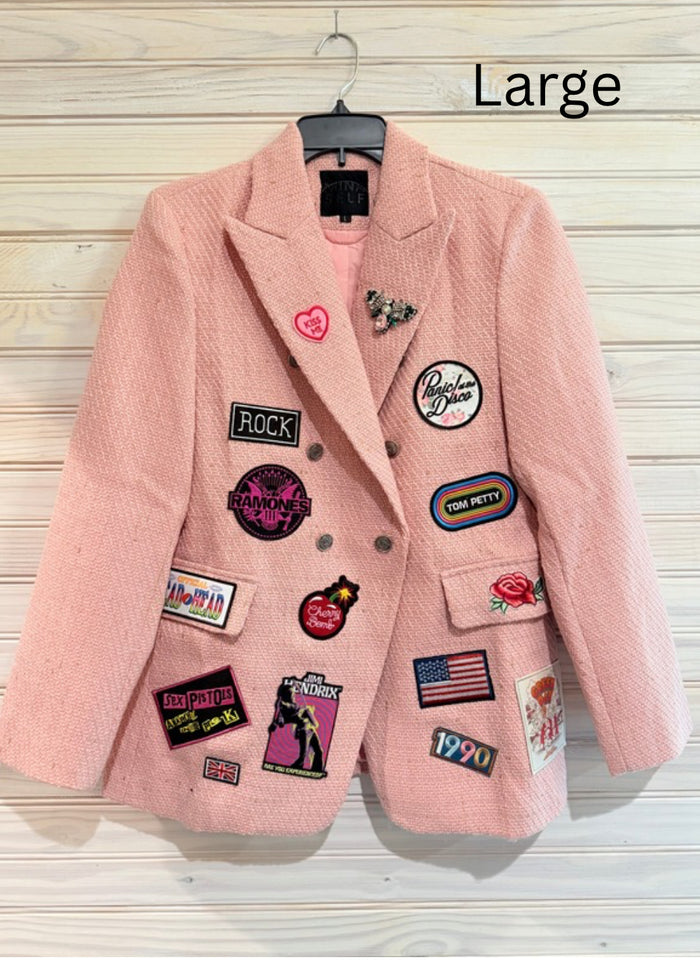 Long Pink Tweed Spring Rock Blazer