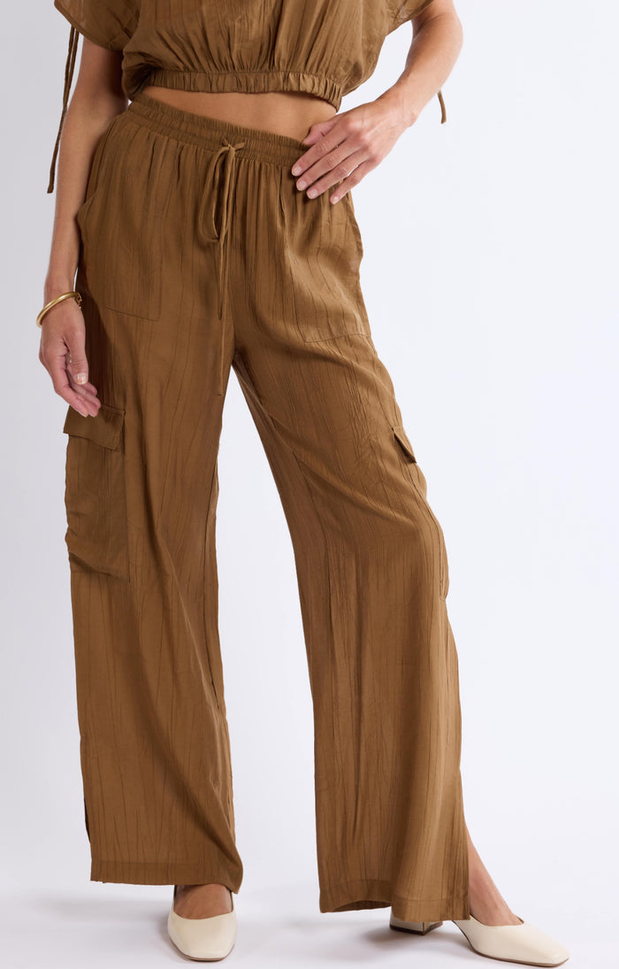 Sage The Label Brown Crinkled Cargo Pants