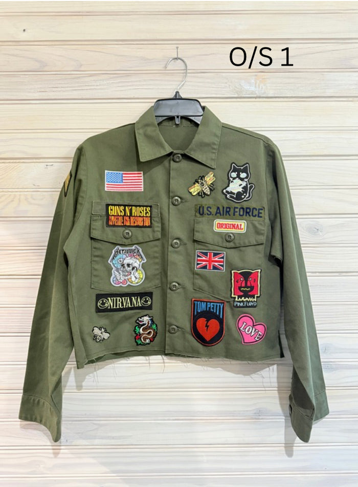 Vintage Army Green Combat Rock Jacket
