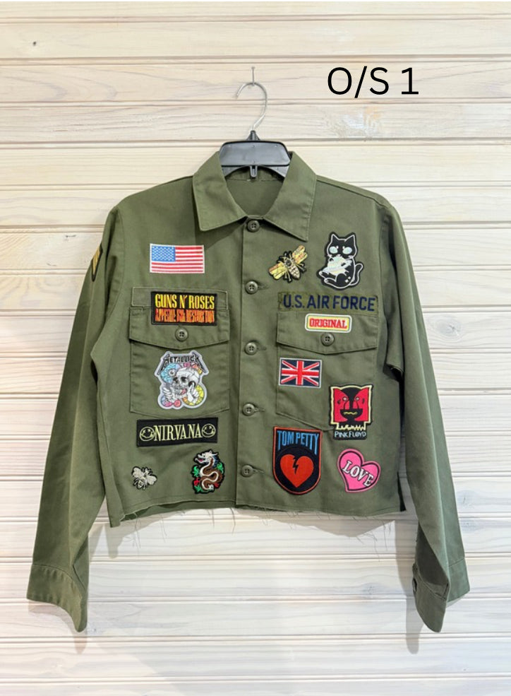 Vintage Army Green Combat Rock Jacket