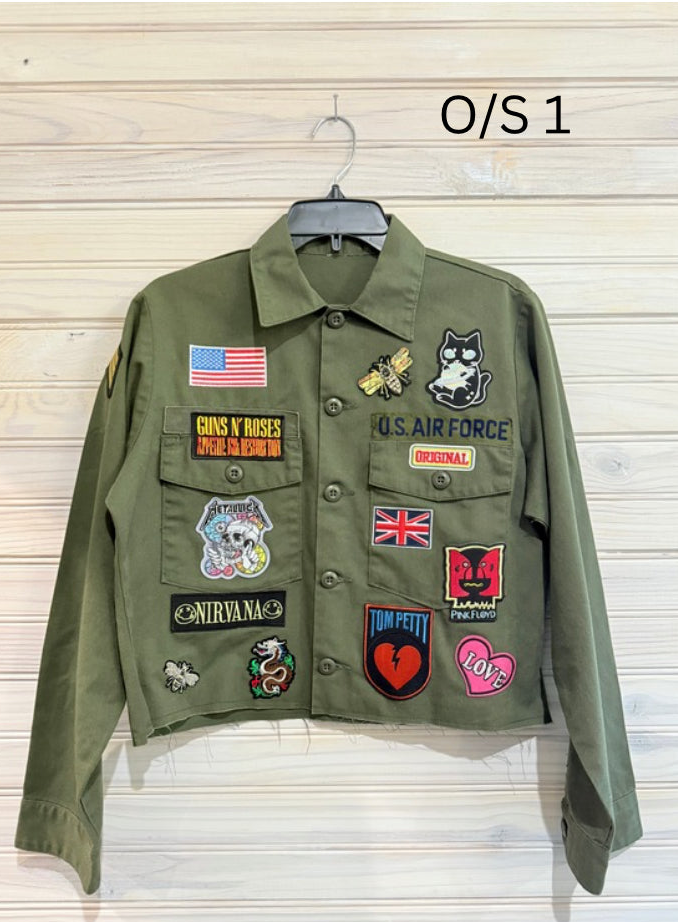 Vintage Army Green Combat Rock Jacket