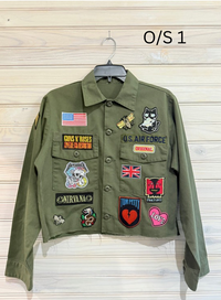 Vintage Army Green Combat Rock Jacket