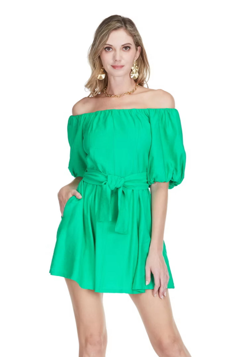 Jade Melody Tam Green Off Shoulder Dress