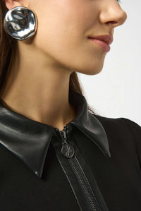 Joseph Ribkoff Knit & Leatherette Trapeze Dress