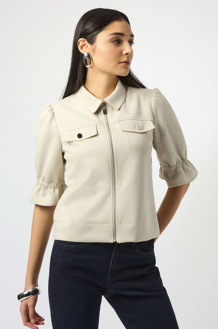 Joseph Ribkoff Scuba Suede Cropped Jacket