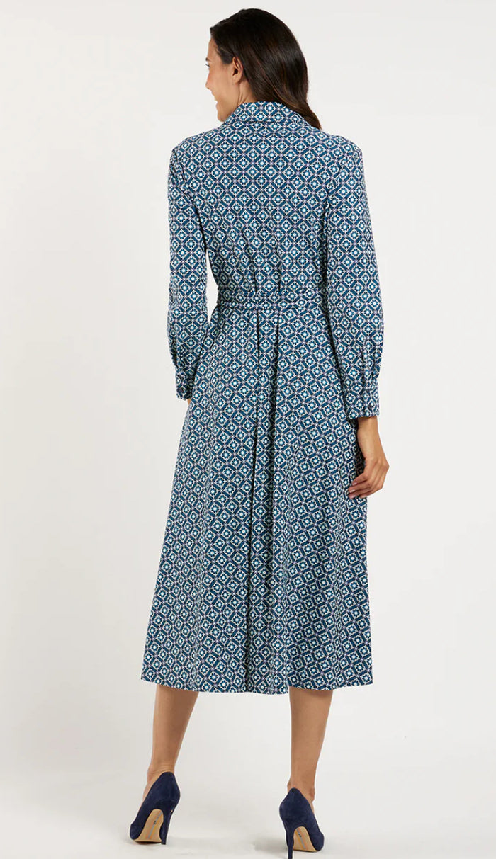 Kitty Floral Mosaic Navy Dress