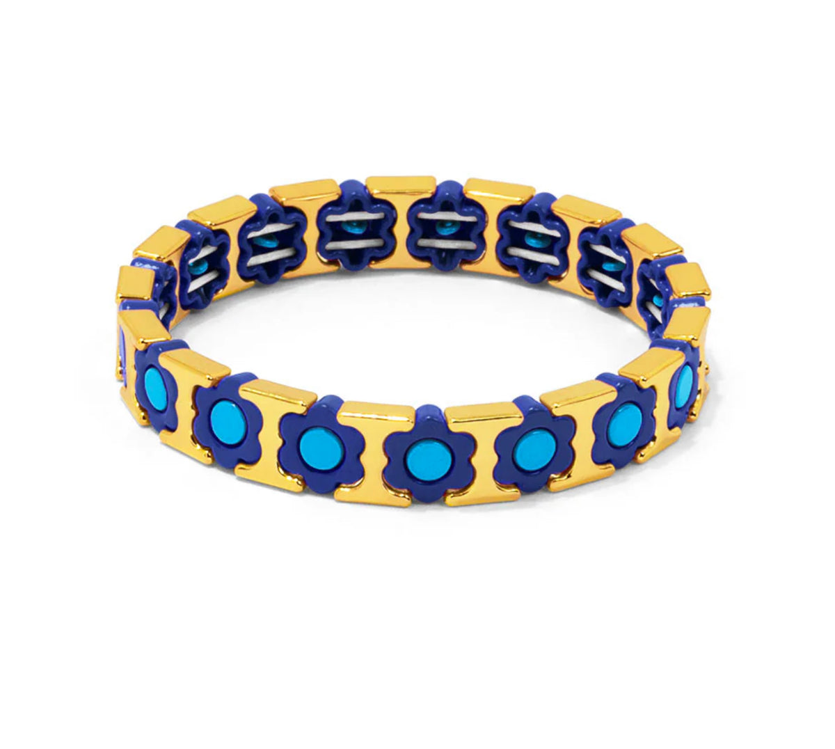 Baby Blue Flower Enamel Stretch Bracelet Jewelry