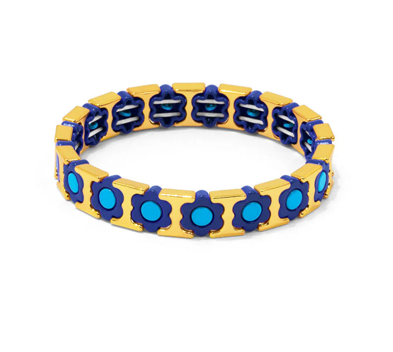 Baby Blue Flower Enamel Stretch Bracelet Jewelry
