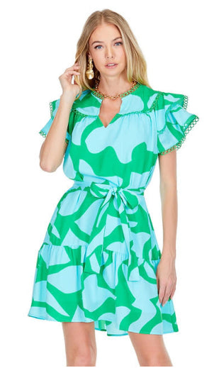 Aqua Arial Loop Trim Dress