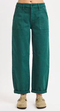 Risen Green High Rise Cuffed Barrel