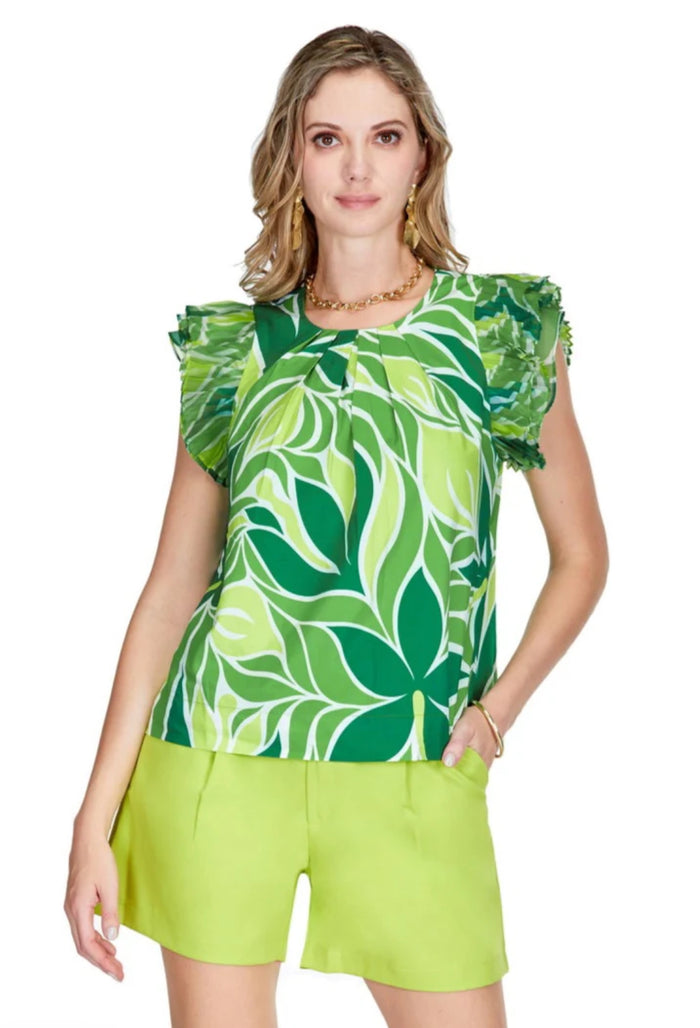 Bold Vines Pleaty Shell Top