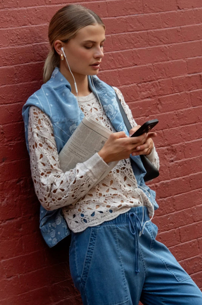Bella Dahl- Crochet Crew Neck Sweater