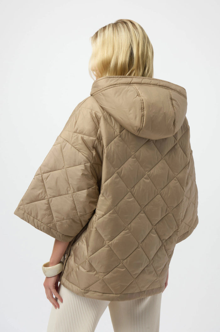 Joseph Ribkoff- Woven Diamond Quilt Hooded Jacket