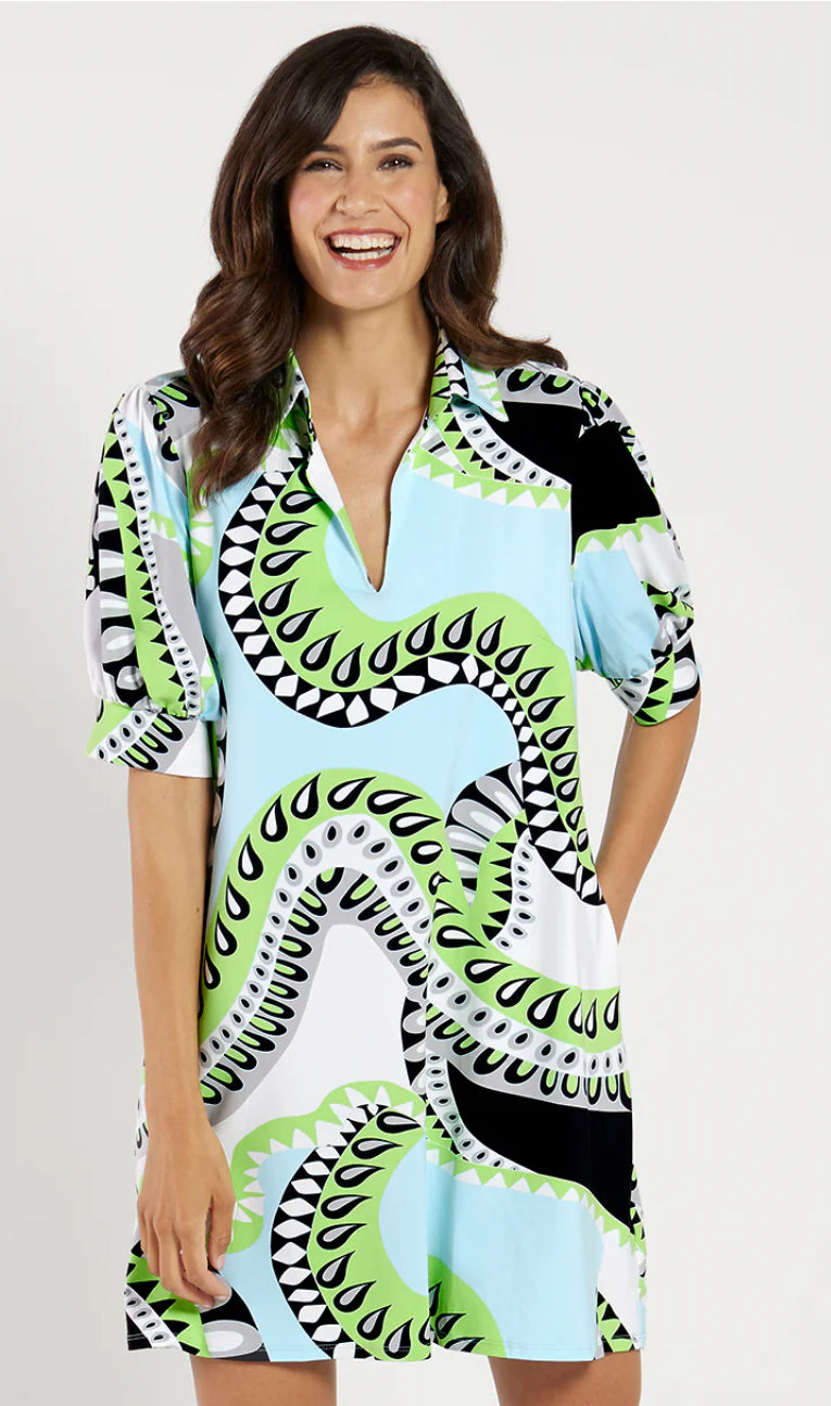 Jude Connally Emerson Dress- Mod Kaleidoscope Pool