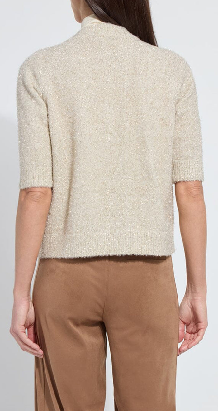 Lysse- Kennedy Short Sleeve Lurex Feather Cardigan