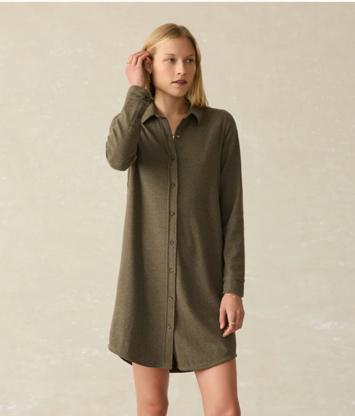 Faherty Sweater Dress Olive Melange Twill