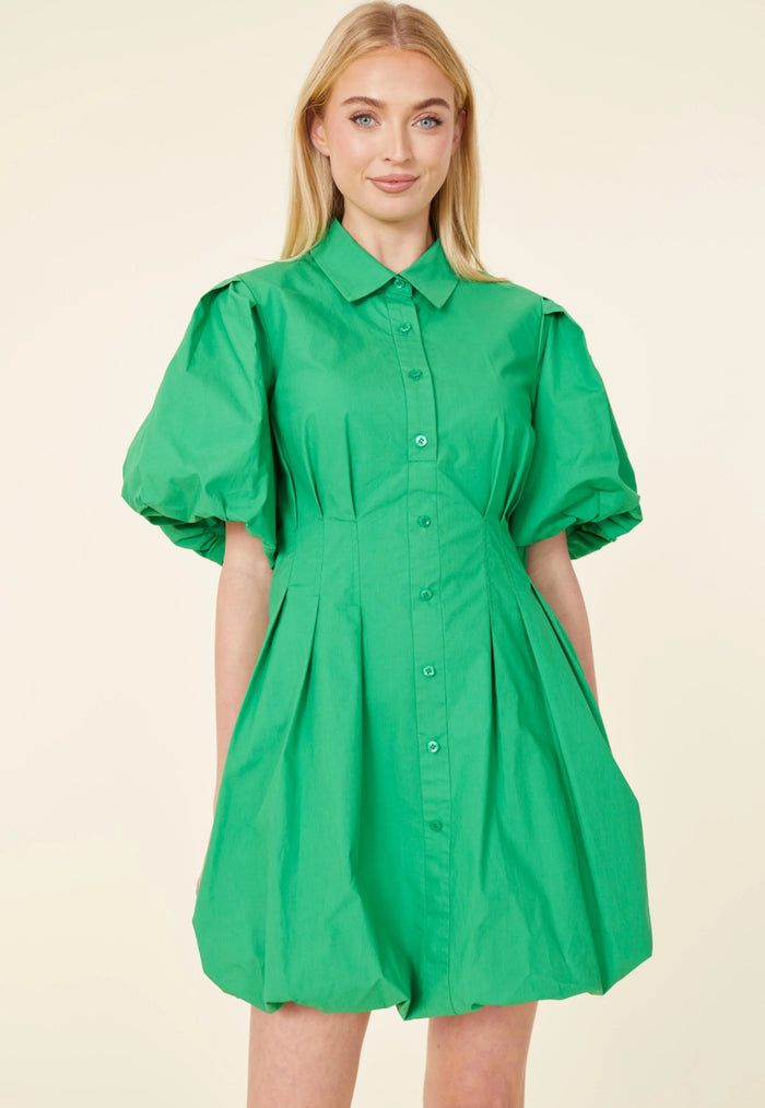 DolceCabo Green Poplin Balloon Dress