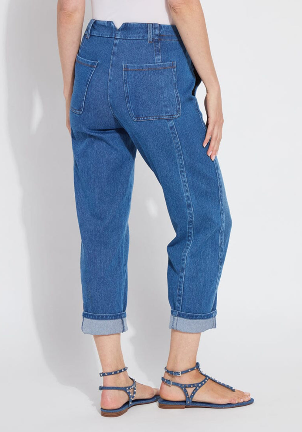 Lysse Winslet Cuffed Barrel Crop Denim- Mid Wash
