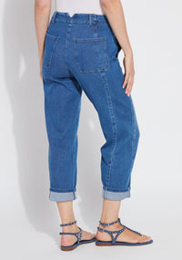 Lysse Winslet Cuffed Barrel Crop Denim- Mid Wash