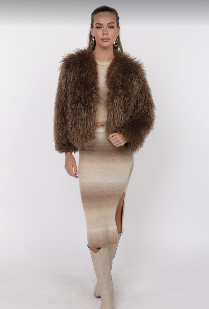 Sage the Label Cropped Vegan Fur Jacket