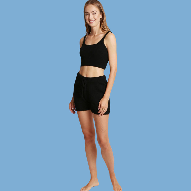 Comfy Luxe Black Pajama Shorts