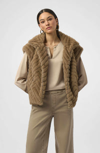 Joseph Ribkoff Faux Fur Mock Neck Vest