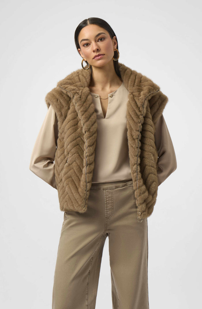 Joseph Ribkoff Faux Fur Mock Neck Vest