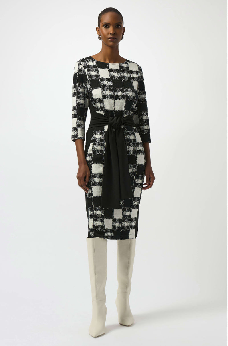 Joseph Ribkoff Plaid Jaquard Sweater Dress