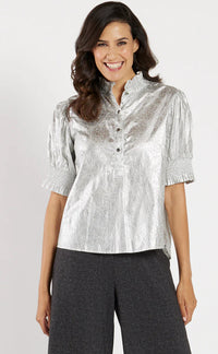 Jude Connally Orla Top-Silver Foil Medallion