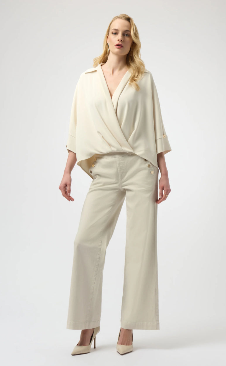 Joseph Ribkoff Woven Twill Boxy Wrap Top