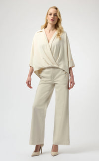 Joseph Ribkoff Woven Twill Boxy Wrap Top