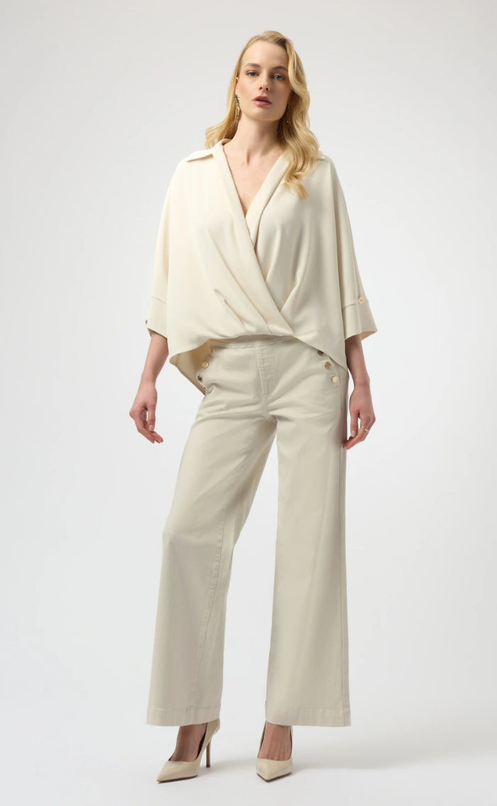 Joseph Ribkoff Woven Twill Boxy Wrap Top