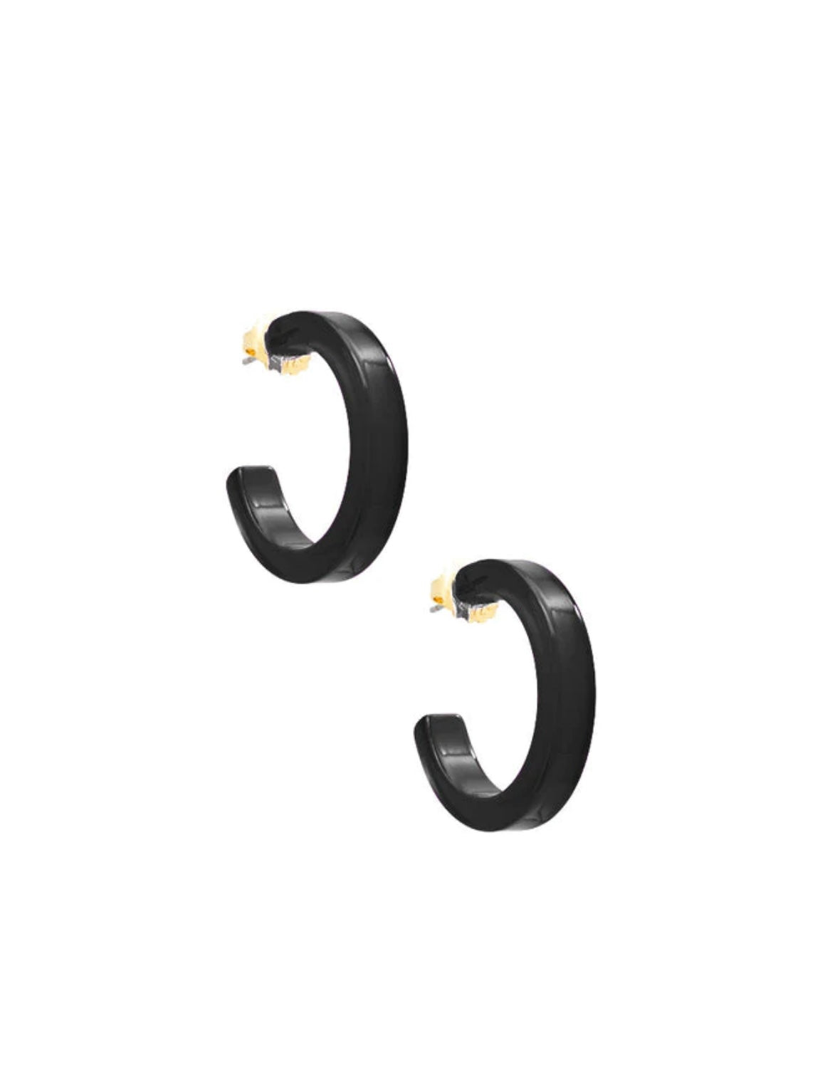 Black Medium Hoop Earrings