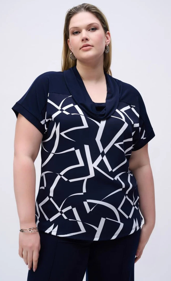 Joseph Ribkoff Abstract Print Boxy Top