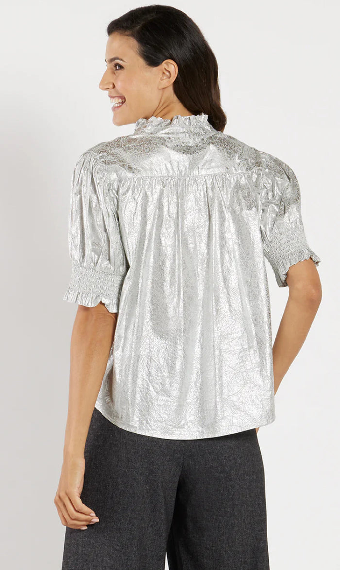 Jude Connally Orla Top-Silver Foil Medallion