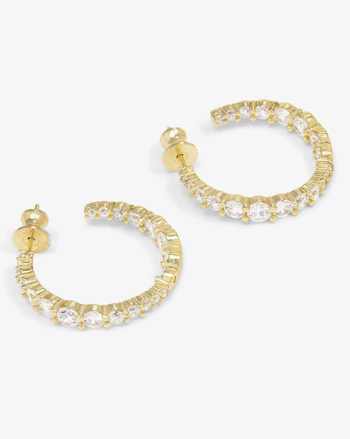 "Oh She Fancy" Graduated Hoops 1"- Gold/White