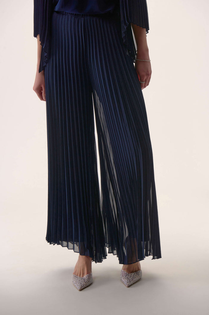 Joseph Ribkoff Pleated Chiffon Wide Leg Pants