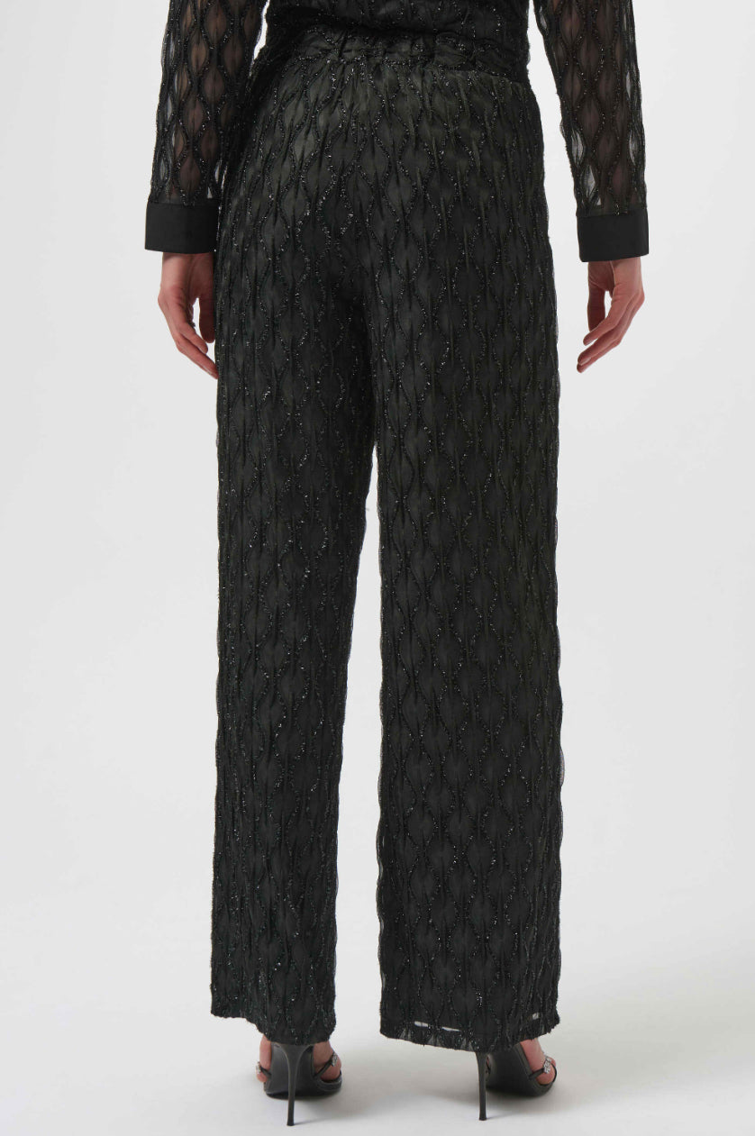 Joseph Ribkoff Lurex Cascade Wide-Leg Pull-On Pants