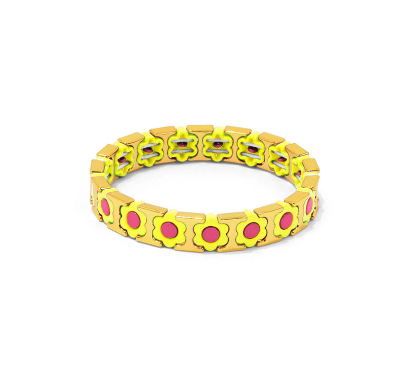 Yellow Flower Enamel Stretch Bracelet Jewelry