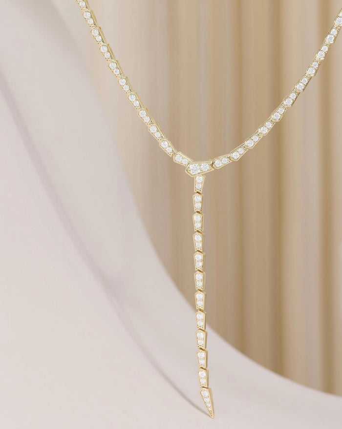 Pavé Serpent Lariat Necklace