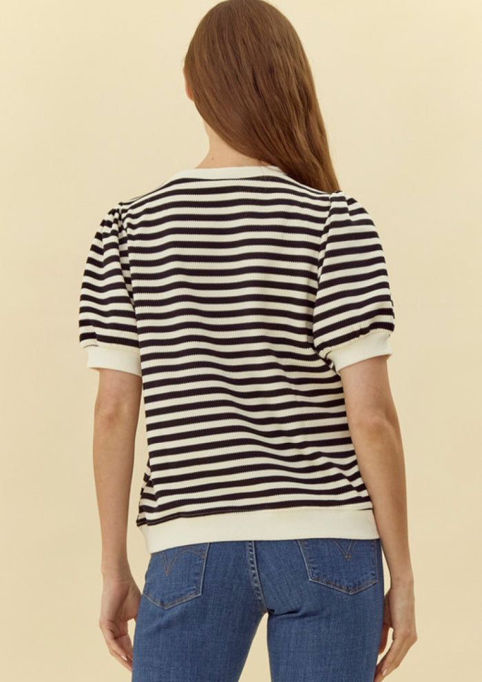 Jodifl Striped Top With Short Puffed Sleeves