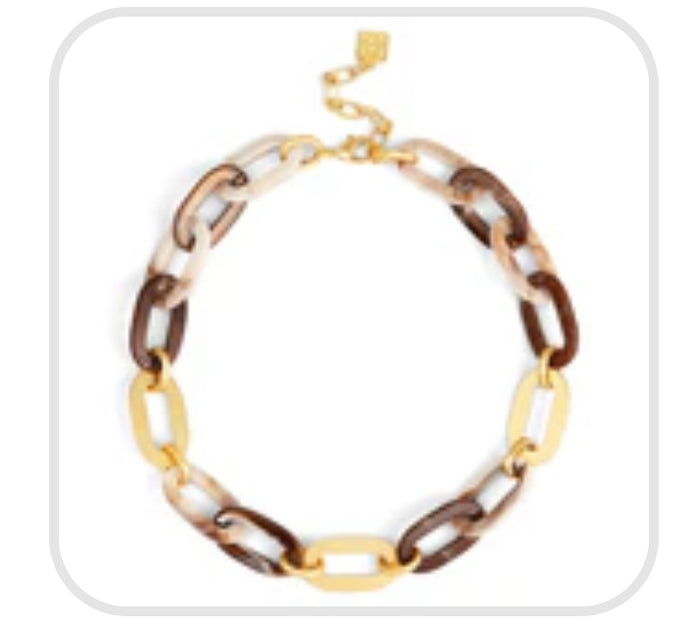 Zenzii- Marble and Beige Gold Link Necklace