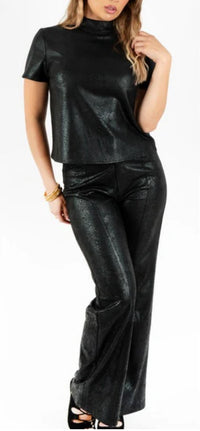 Sincerely Ours Black Suede Snake Skin Pants