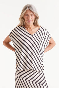 Piano Striped Short Sleeve Top