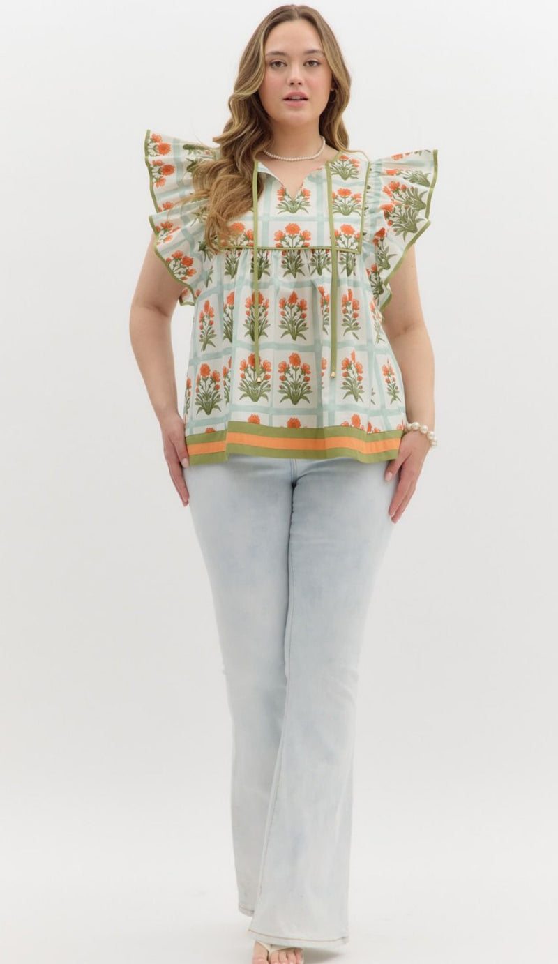 Floral Print Flutter Top